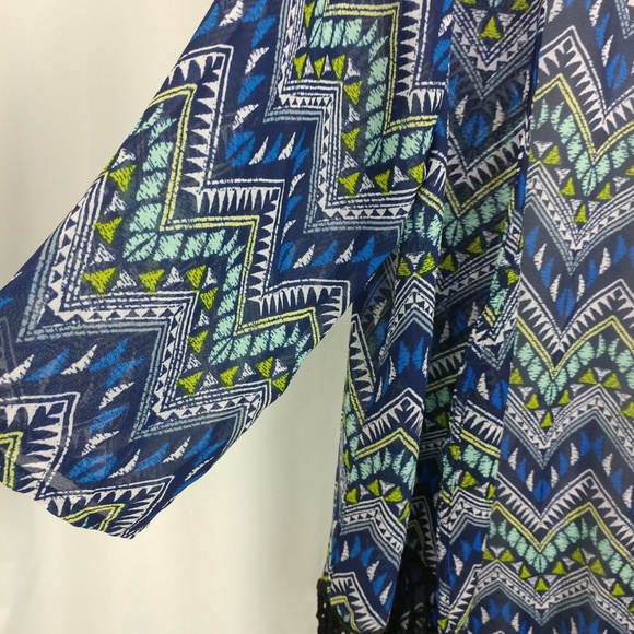 She’s cool Blue and green chevron print kimono - Picture 3 of 7